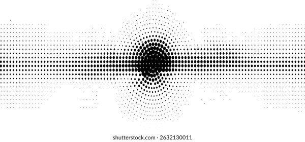 Comic dot background. Wavy dotted gradient. Pixel wave pattern