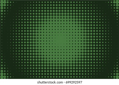 Comic dotted pattern. Green color. Halftone background.Pop art retro style. Backdrop with circles, rounds, dots, design element for web banners, posters, cards, wallpapers.  Vector illustration