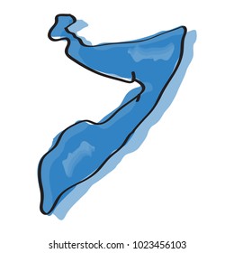 Comic drawing of a map of Somalia