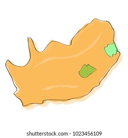 Comic drawing of a map of South Africa