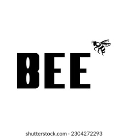 The Comic Drawing For Printing On A T-shirt. The Inscription BEE With The Image Of A Bee