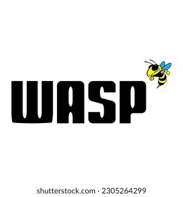 The Comic Drawing For Printing On A T-shirt. The Inscription WASP With The Image Of A Wasp