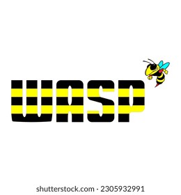 The Comic Drawing For Printing On A T-shirt. The Inscription WASP With The Image Of A Wasp