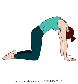 comic drawing of a woman doing yoga exercises.