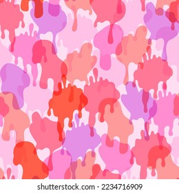 Comic dripping blots background in pop art, graffiti style. Funky paint drips, stains, drops seamless pattern. Melting organic shapes print. Bold vector illustration for wallpaper, wrapping design