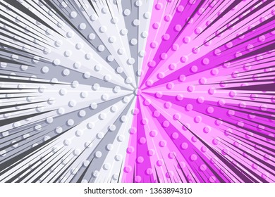 Comic duel and fight template with rays dotted radial humor effects in pink and gray colors. Vector illustration