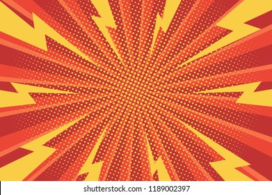 Comic dynamic green background with radial beams and dotted humor effects vector illustration
