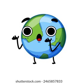 comic earth planet character cartoon. sticker environment, love eco, nature question comic earth planet character sign. isolated symbol vector illustration