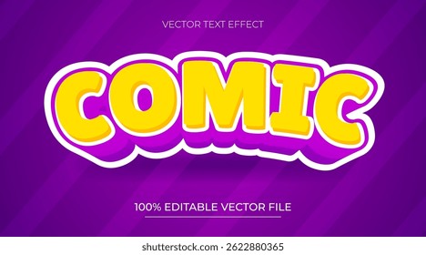 Comic editable cartoon text effect yellow and purple violet color