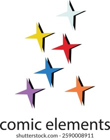 comic effect lightning, question mark, star, 