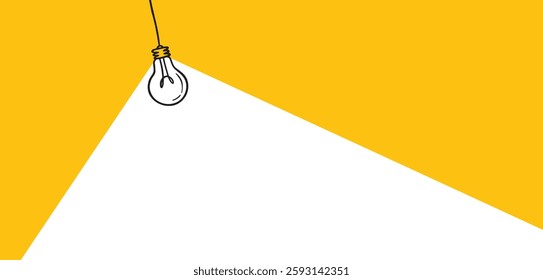 Comic electric hanging lamp idea doodle empty space background. business concept creative light bulb icon or sign for ideas. Think big. Vector illustration