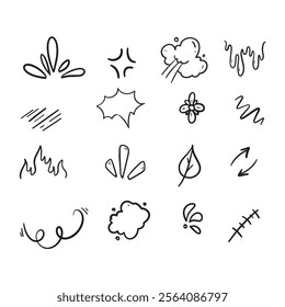 Comic element hand drawn illustration collected