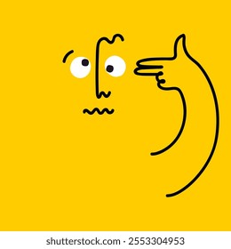 Comic emoji black icons with hands and eyes. Various finger gestures, signs and symbols. Vector cartoon abstract trendy flat isolated face emotions set