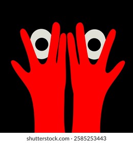 Comic emoji color icons with hands and eyes. Various finger gestures, signs and symbols. Vector cartoon abstract trendy flat isolated face emotions set