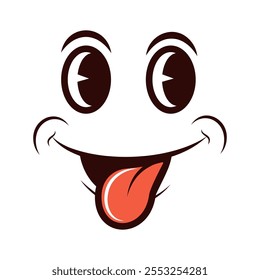 Comic emotion, facial expression. Grimace. Funny character. Cartoon. Close-up. Used for collage in web design.