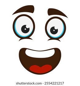 Uma emoção cômica, uma expressão facial. Grimace. Um personagem engraçado. Caricatura. De perto. Usado para colagem em web design.