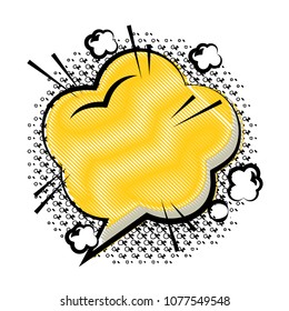 comic empty speech bubble on halftone dots background in pop art style
