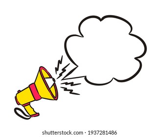 Comic empty speech bubble with shout in popart style. Isolated Vector illustration. Cartoon Emblem for announcements, promotions, events, alerts. Vector illustration.