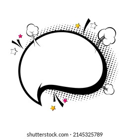 Comic empty speech bubbles on halftone dots background in retro pop art style. Vector illustration