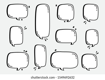 Comic empty speech bubbles in pop art style, hand drawn, different shapes. Vector illustration