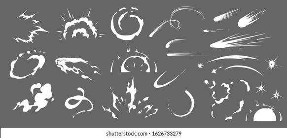 	
Comic energy explosion. Doodle vector smoke set special effects template. Cartoon steam clouds, puff, mist, fog, vapour, energy or dust explosion 2D VFX illustration. Print, menu and web design