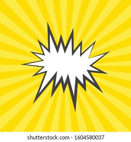 Comic explosion bubble, comic speech bubble blank template with pop art style isolated on yellow background. vector illustration.