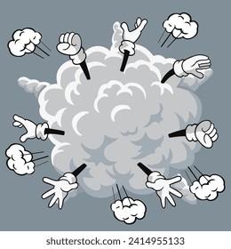 Comic Explosion Cartoon Illustration Kämpfen in Rauch