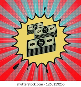 Comic explosion with Dollar cash money symbol, vector illustration