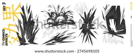 Comic Explosion Effect with Abstract Manga and Cartoon Anime Style in Bw Black and White for Dynamic Impact. Vibrant Smoke and Vector Explosive Flame Energy on A Motion Background with Speed and Power. 