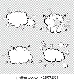  Comic explosion. Set for toys, comics and books. White color version.