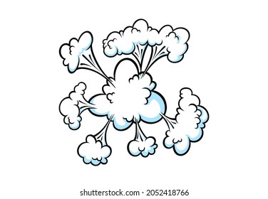 Comic explosion smoke effect. Puff and boom cloud for surprising and explosive events. Vector illustartion isolated in white background