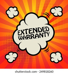 Comic explosion with text Extended Warranty, vector illustration