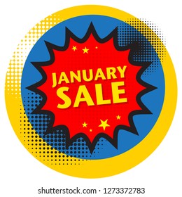 Comic explosion with text January Sale, vector illustration