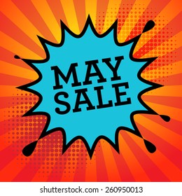 Comic Explosion With Text May Sale, Vector Illustration