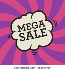 Comic explosion with text Mega Sale, vector illustration