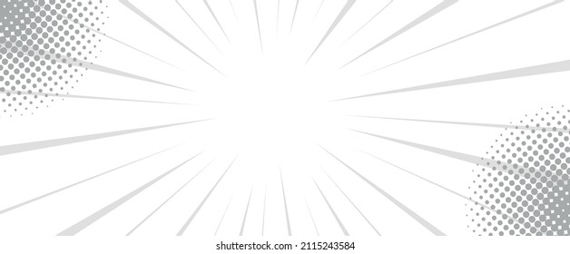 Comic explosion. Vector illustration. Comic book design element. Comic book black and white radial lines background