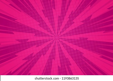 Comic explosive red template with twisted rays and dots humor effects vector illustration