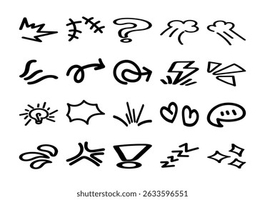 Comic Expression Scribble Line Element