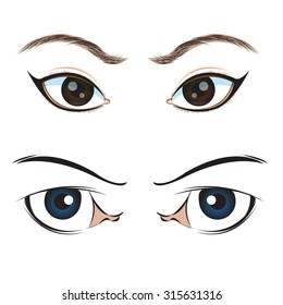  Comic eye brown and comic eye blue collection, illustration vector for design.