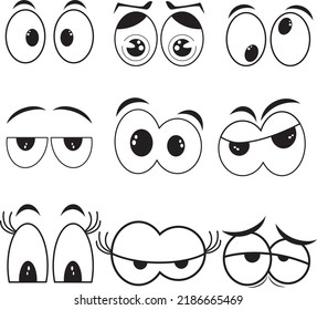 Comic Eye Set Different Emotions Stock Vector (Royalty Free) 2186665469 ...