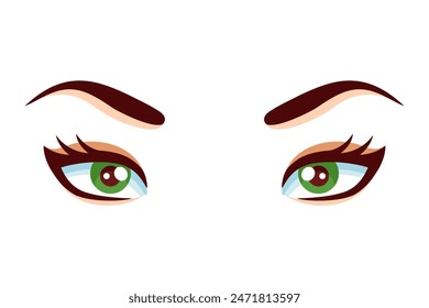 Comic Eyes Flat Sticker Design