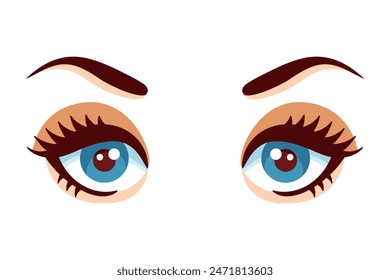 Comic Eyes Flat Sticker Design