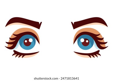 Comic Eyes Flat Sticker Design