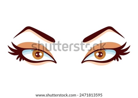 Comic Eyes Flat Sticker Design