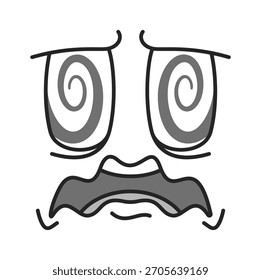 Comic face with enchanted eyes