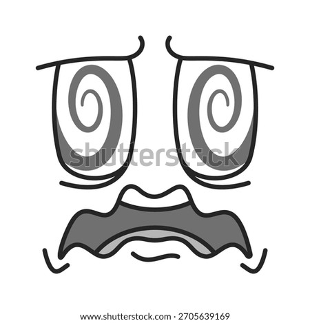 Comic face with enchanted eyes