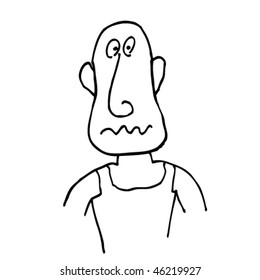 Comic face. Hand-drawn illustration.