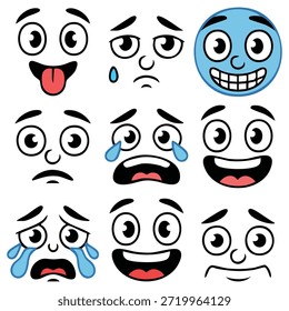 El cómic se enfrenta a la colección con diferentes emociones Vector