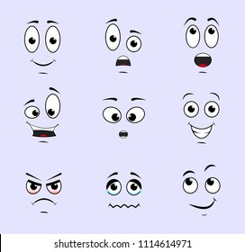 Сartoon comic faces. Smile face mood