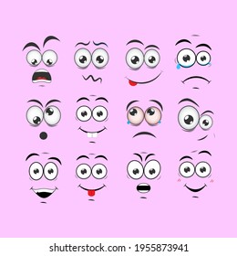 Comic Faces Smile Face Mood Stock Vector (Royalty Free) 1114614971 ...